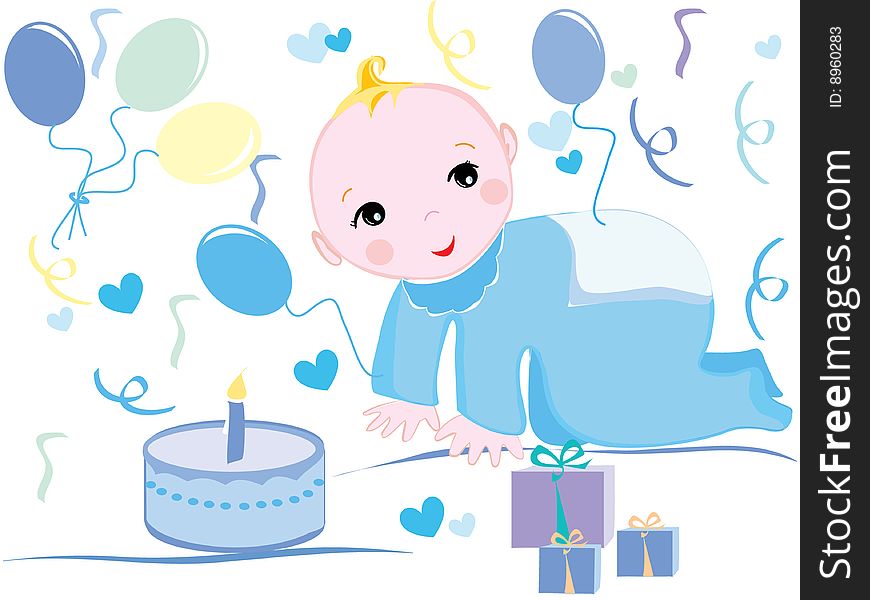 Baby birthday illustration