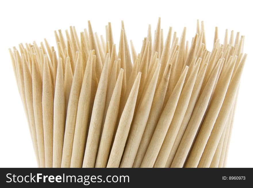 Wood toothpicks isolated on a white background