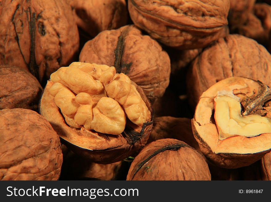 Photo of walnut on white ground