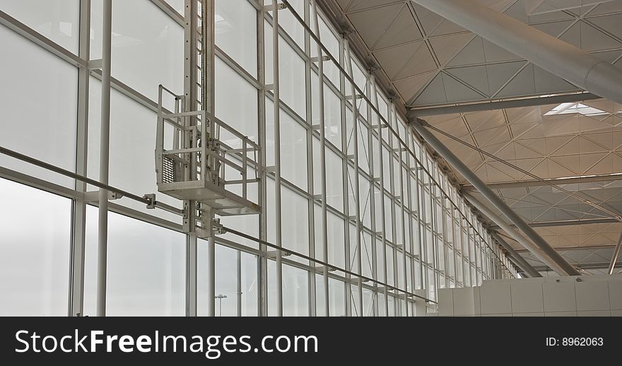 View of modern window in airport. View of modern window in airport