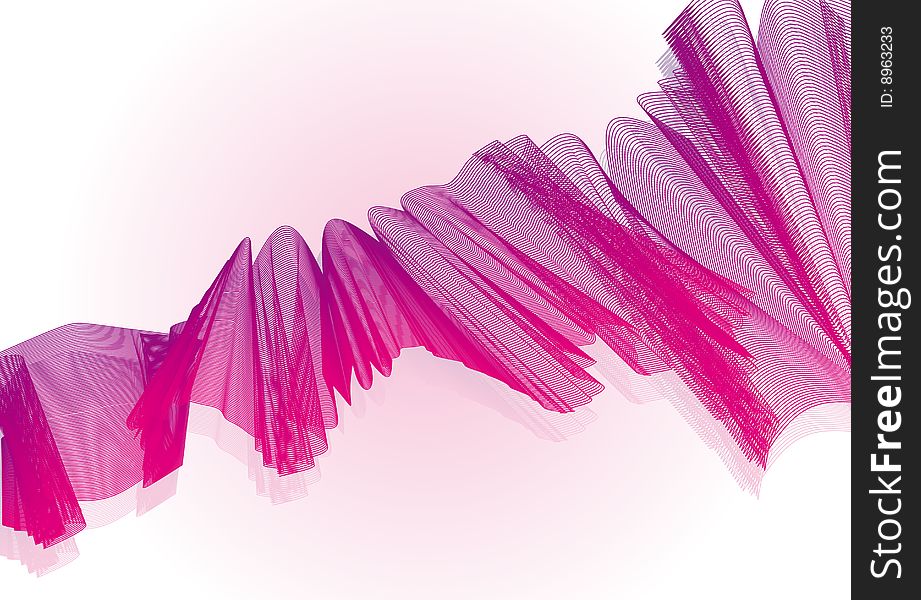 Pink wave illustration with thousand of lines