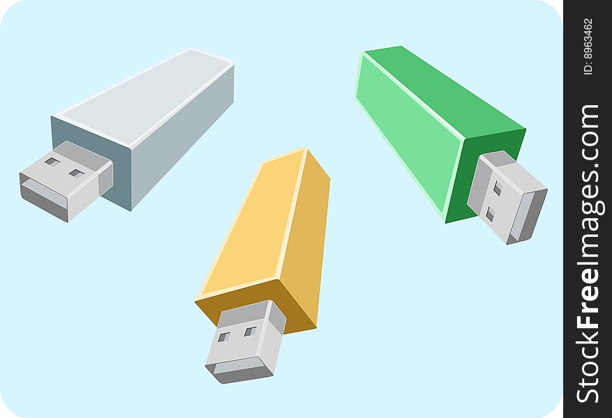 A set of Vector illustration of Pen Drive.