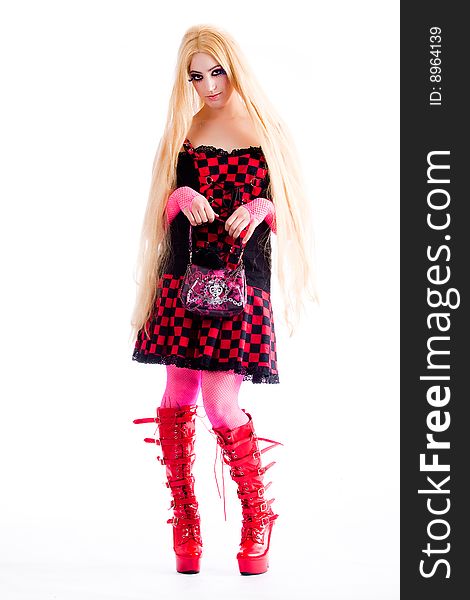 Young girl dressed in japanese funky harajuku style. Young girl dressed in japanese funky harajuku style