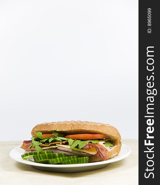 Fresh Sandwich On A White Plate