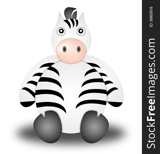 Zebra. Illustration cartoon style. white background