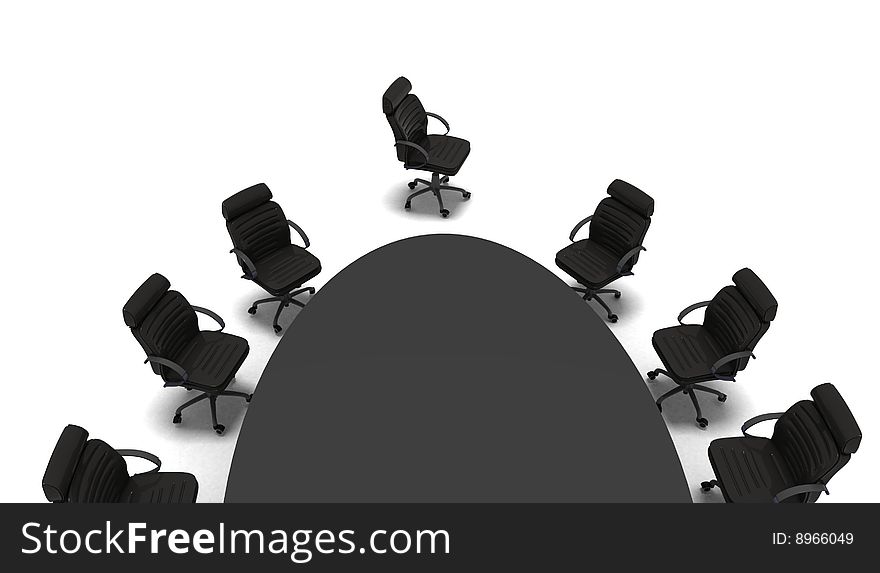 Black table in conference room. Black table in conference room