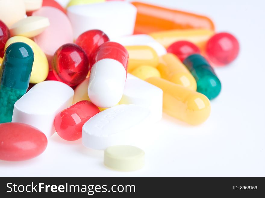 Pills on a white background