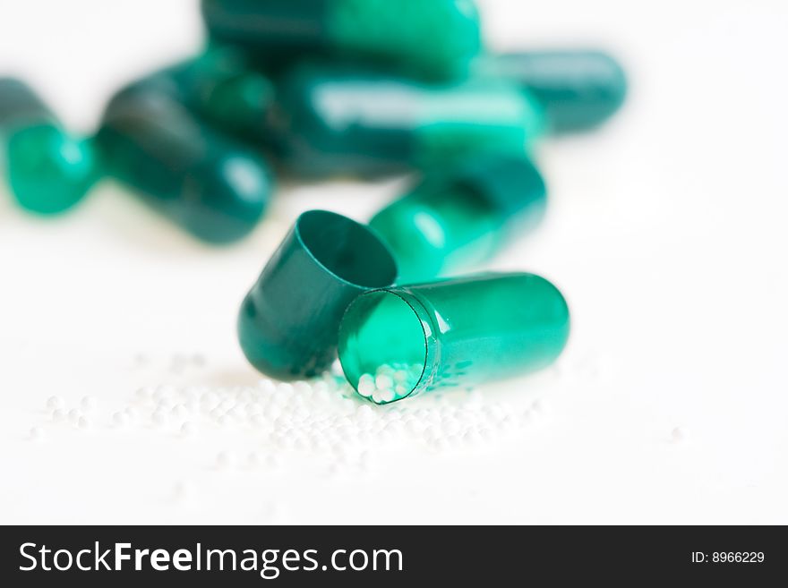 Pills on a white background