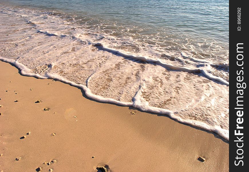 A shot of waves on the shore