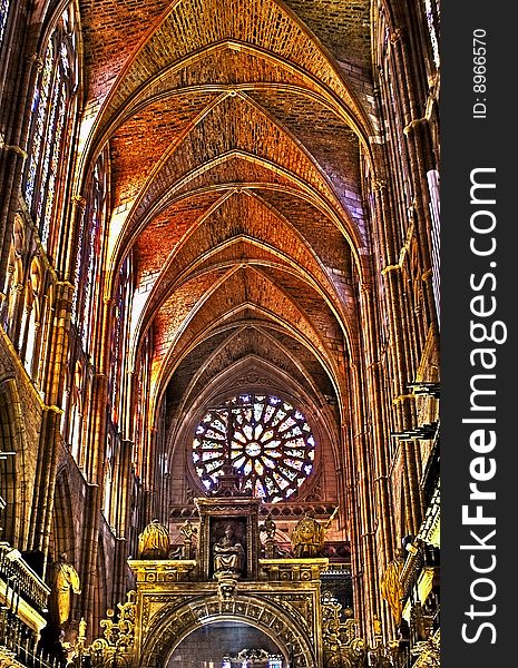 Interior Of Leon S Cathedral - Spain.