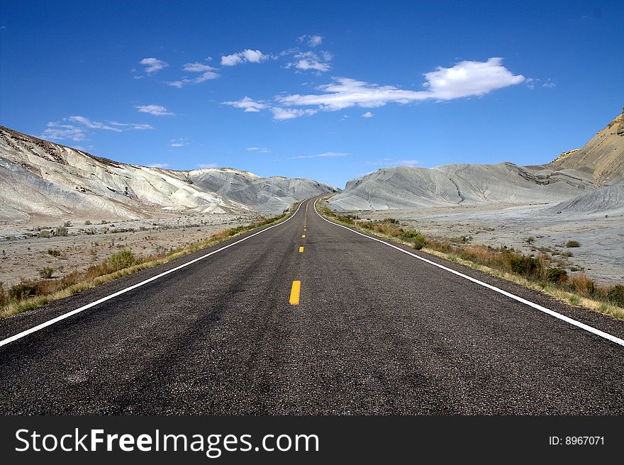 View of the road through the Central Utah