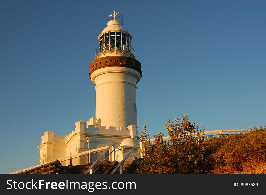 Lighthouse at Sunset in Byron Bay, Australia. Lighthouse at Sunset in Byron Bay, Australia
