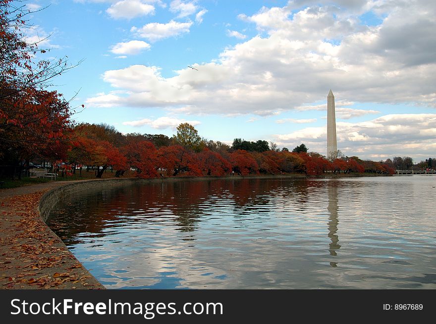 Washington Monument reflections in Tidal Basin in Washington DC. Washington Monument reflections in Tidal Basin in Washington DC