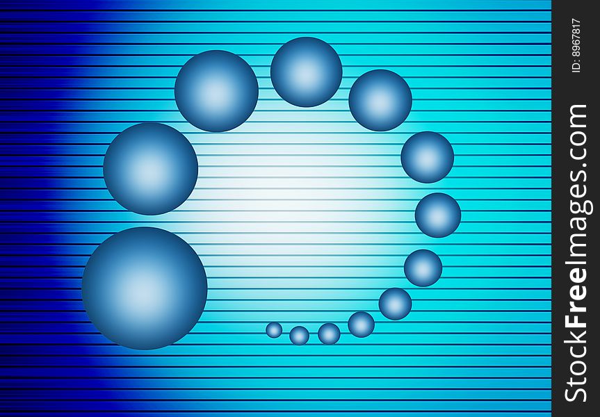 Spheres on blue dynamic background. abstract illustration. Spheres on blue dynamic background. abstract illustration