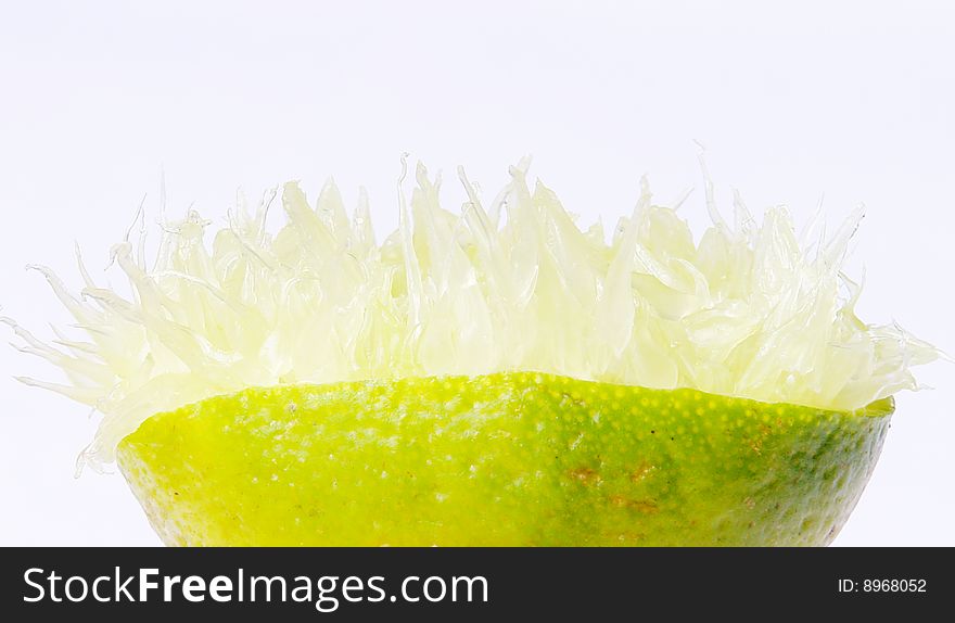 Green lemon fruit on white background. photo