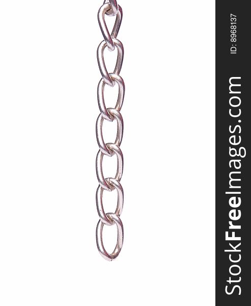 Silver chain on white background. conceptual image