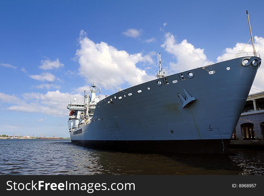 A view of Large ship docked in Havana harbor. A view of Large ship docked in Havana harbor