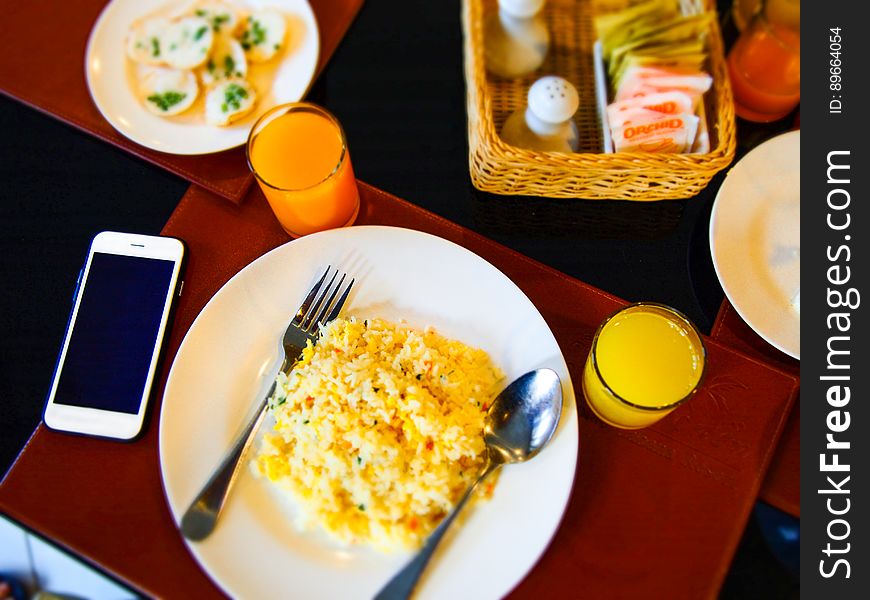 Easy breakfast meal and phone
