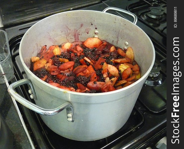 Blackberries, Apples And Elderberries About To Be Turned Into Jam