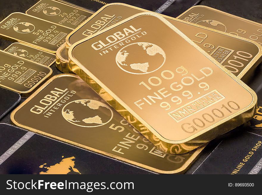 Close up of Global Intergold gold bars.