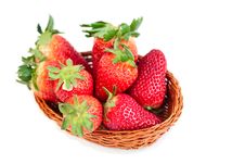 Fresh Strawberries In A Basket Royalty Free Stock Photos