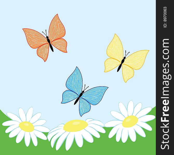 Vector Butterflies With Flowers