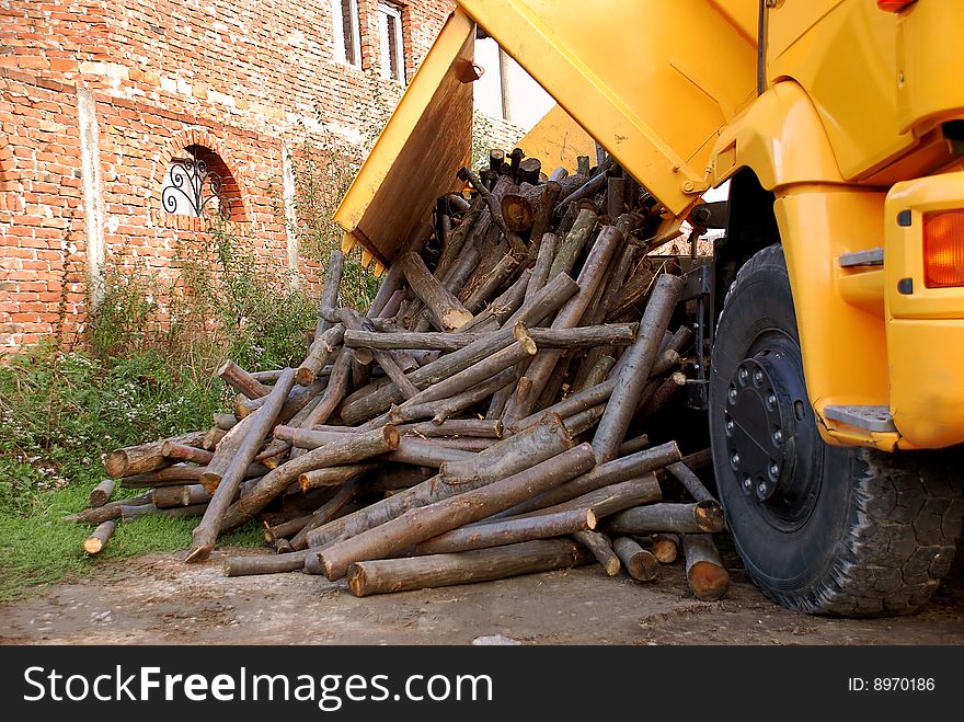 Unloading Wood