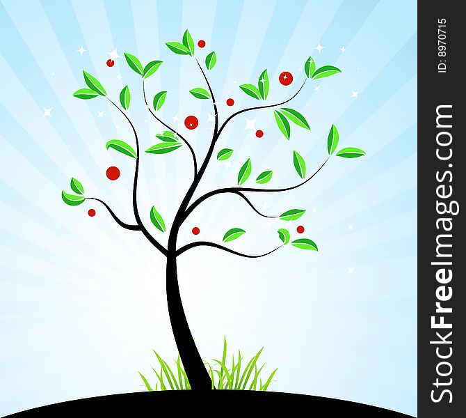 Spring tree for your design, vector illustration