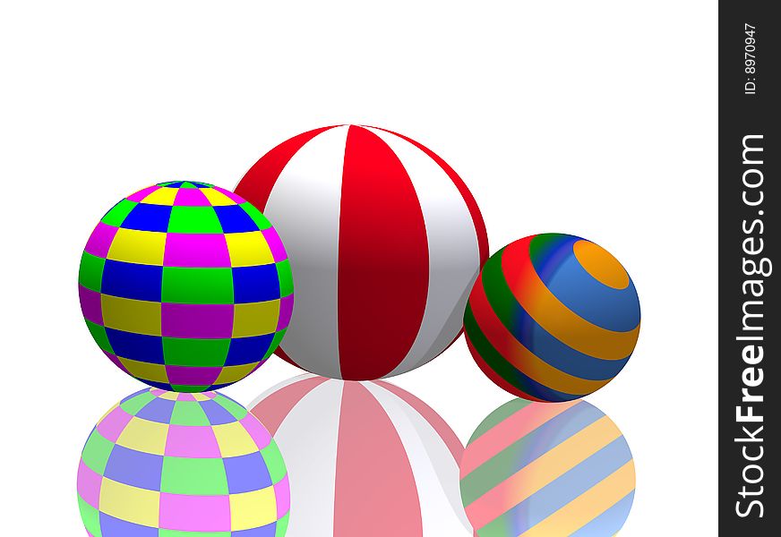 Colored 3d balls isolated over white background