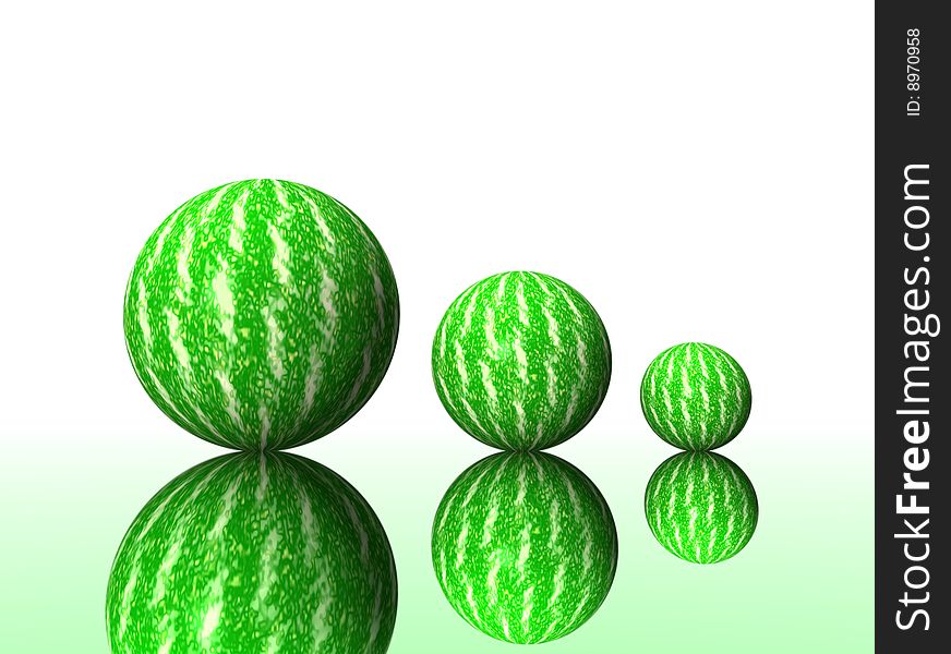 Green 3d watermelon over white