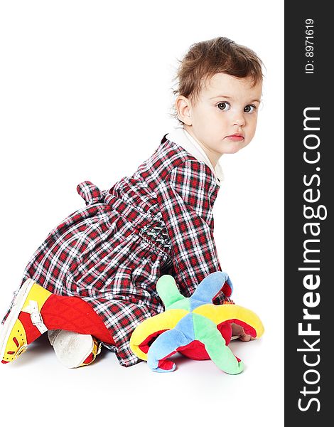 Little girl in checkered dress
