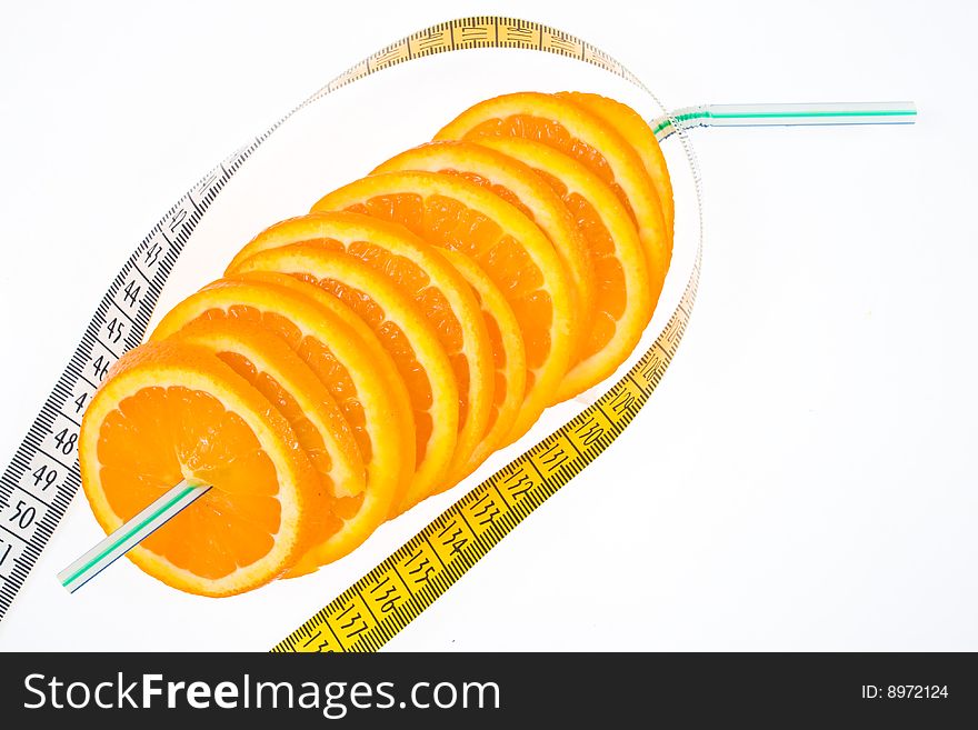 Close up of orange slices and a meter