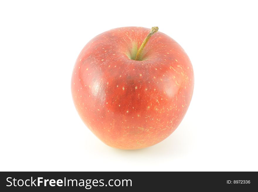 Red apple, white background, close-up, isolated object,