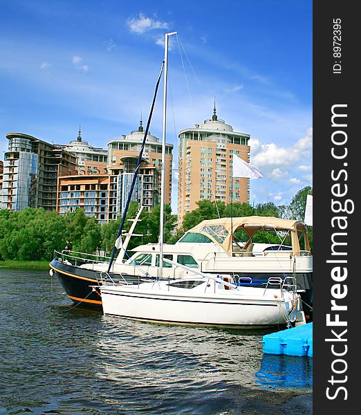 Many yachts on the river