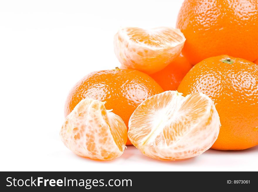 Mandarins on the white background