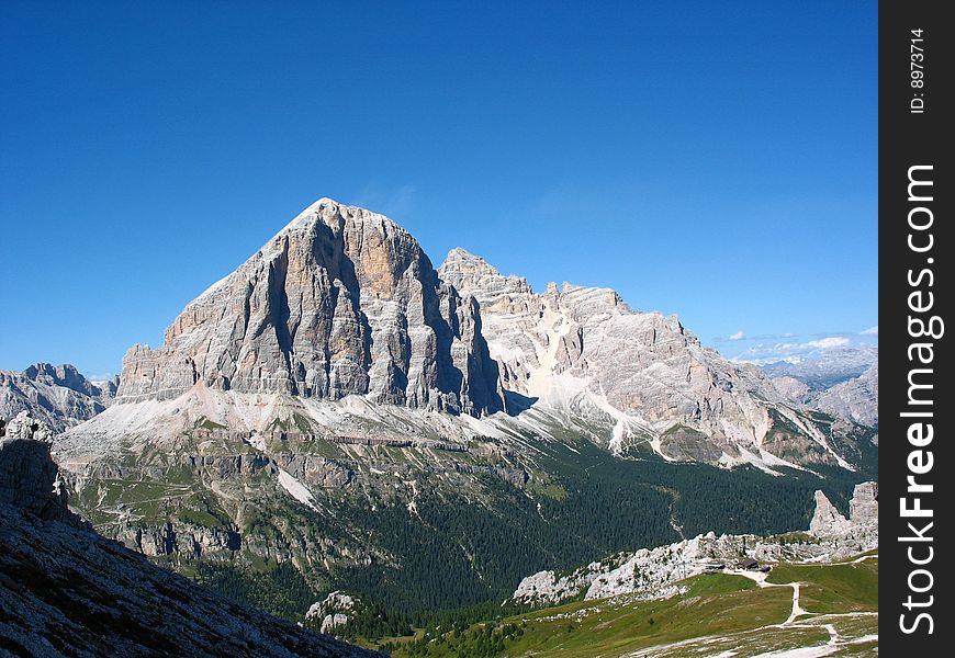 View of the mountain called Tafana di Roses in the Dolomites, Italy. View of the mountain called Tafana di Roses in the Dolomites, Italy.