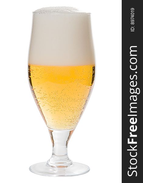Glass with beer isolated on a white background. Glass with beer isolated on a white background