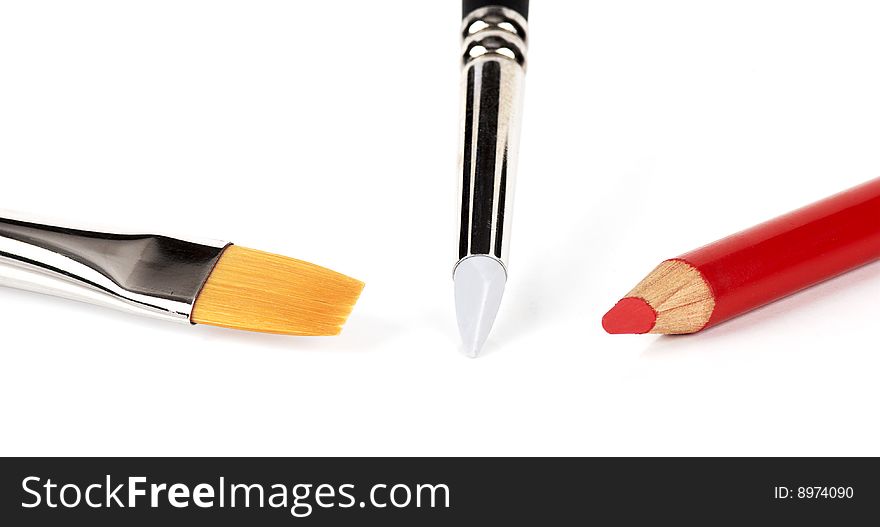 Brush, pencil and eraser tools art. Brush, pencil and eraser tools art