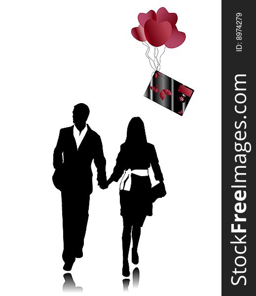Business silhouettes and business presentation
