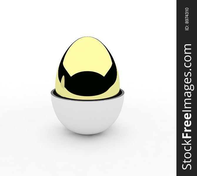 3d Golden Egg On White