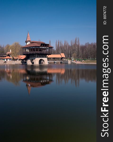 Landscape photo of tower on lake