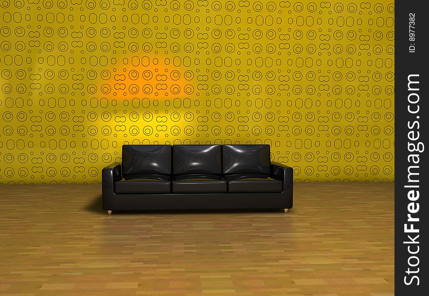 3-seater sofa in the middle of the room against the wall