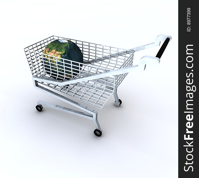 Shopping Cart With Globe In The Trolley