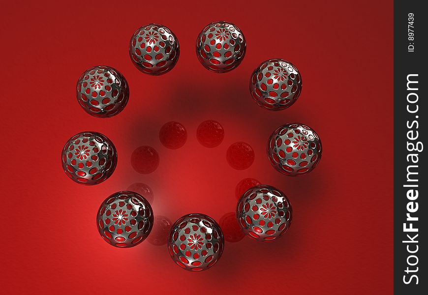 Frame spheres making up a circle. Conceptual art.