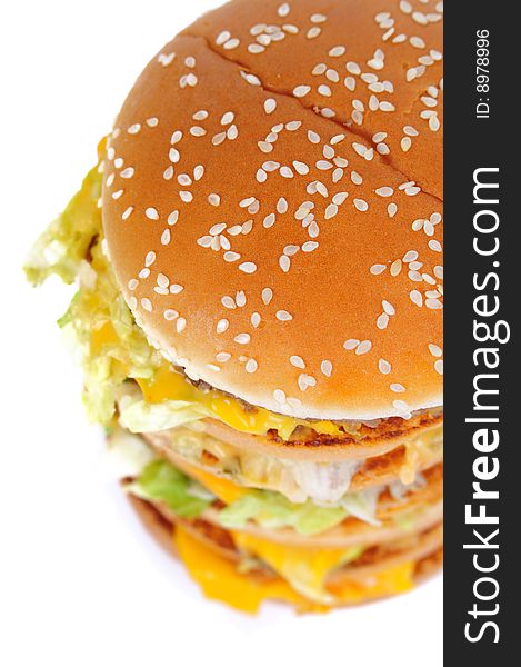 A hamburger isolated white background