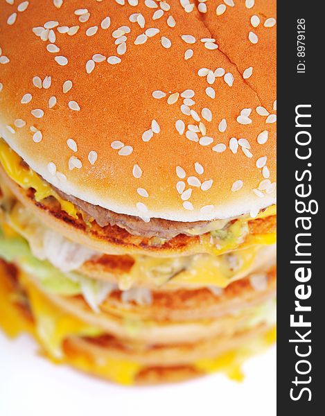 A hamburger isolated white background