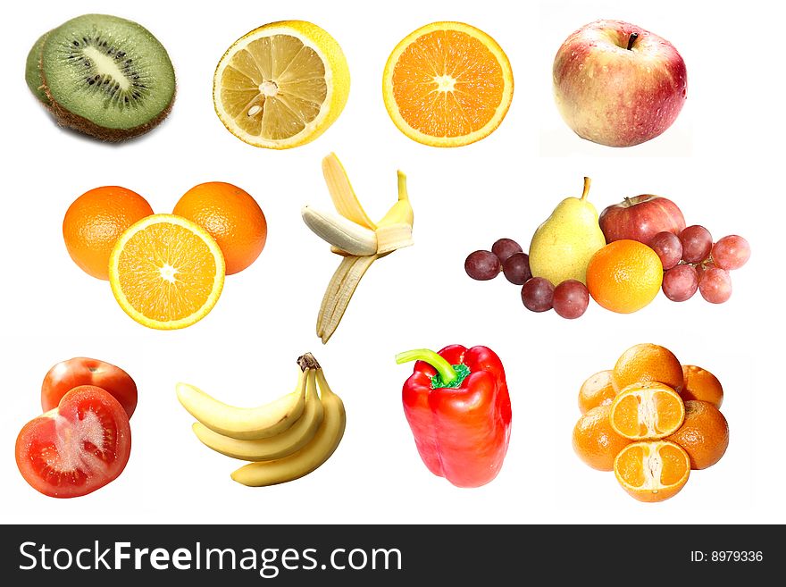 Set of fruits and vegetables