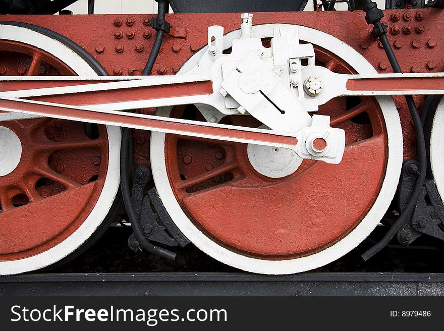 Railway wheels of old engine (locomotive). Railway wheels of old engine (locomotive)