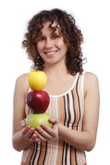 Girl With Apples. Stock Photo Girl With Apples. Stock Photo