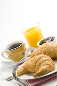 Continental Breakfast Of Coffee And Croissants Royalty Free Stock Photos Continental Breakfast Of Coffee And Croissants Royalty Free Stock Photos